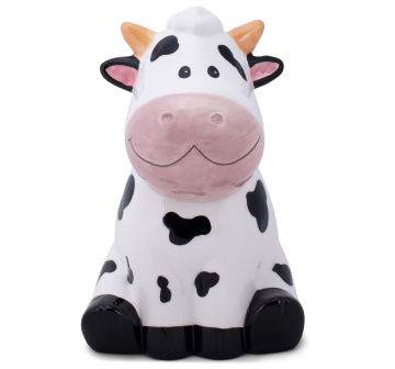 Ceramic Cookie & Candy Jar with Airtight Lid - Cute Spotted Cow Design
