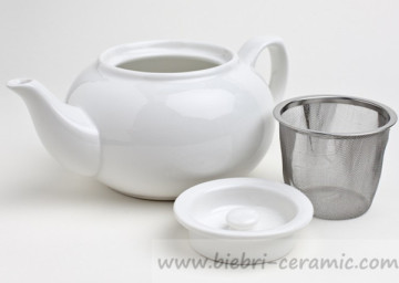 กาน้ำชาสีขาวขนาด 750 มล. พร้อม infuser สำหรับโรงแรมร้านอาหาร ฯลฯ
