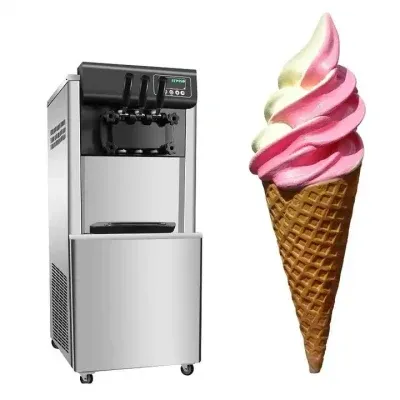 Three Flavor Soft Serve Frozen Yogurt Machine Ice Cream Maker Machine