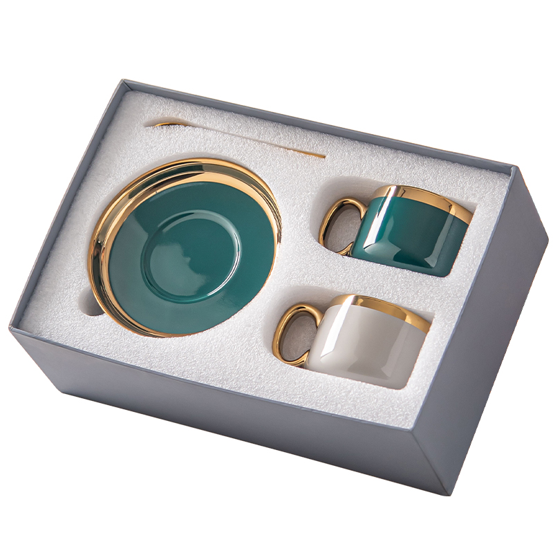 Gold Rim Ceramic Tea Cup Set Luxury Turkish Tea Cup Porcelains Coffee Mug Gift Box Set