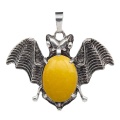 Yellow Jade 13X18mm Cabs Antique Silver Alloy Antique Silver Alloy Bat Pendant Keychain