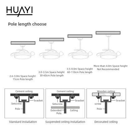 HUAYI Modern Ceiling Fan with LED Light
