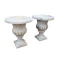 Natural White Marble Cups with Rounded Edges Pair