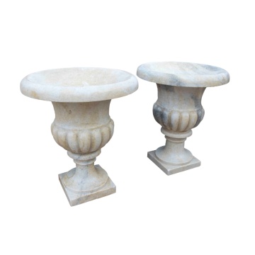 Natural White Marble Cups with Rounded Edges Pair