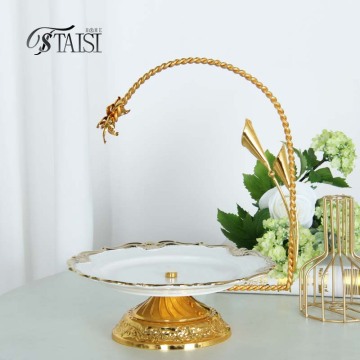Ceramic Dessert Stand Luxury Wedding Cake Plate Snacks Dry Fruit Serving Tray