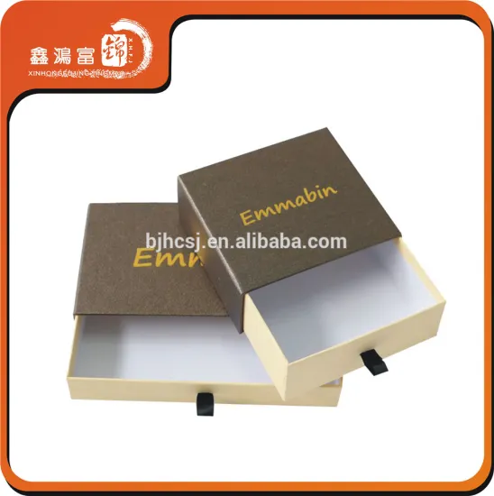 Tie packaging drawer paper box with ribbon handle
