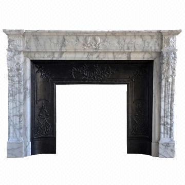 Carved natural antique indoor white marble fireplace