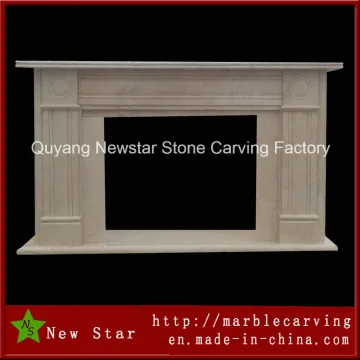 High Polished Yellow Natural Marble Fireplace Mantel