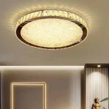 Wholesale D530mm Luxury Living Room Bedroom Steel K9 Crystal LED 3 Colors Ceiling Light