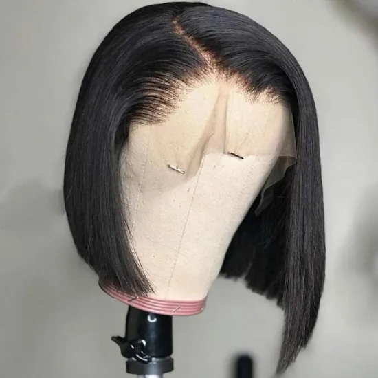 Cheap Price Brazilian Straight Hair Bob Wig Real Human Hair 13x4 Bob Lace Front Wig Real Human Hair  For Women Natural Color