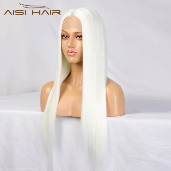 Aisi Hair Top Quality Long Silky Straight White Wig 26 Inch Long Swiss Lace Wigs Synthetic Lace Frontal Wigs For Black Women