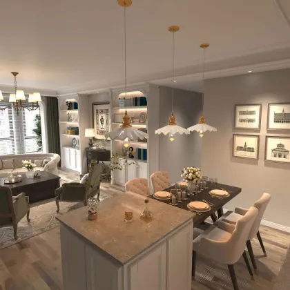 Vintage Pleated Umbrella White Ceramic Shade Chandelier