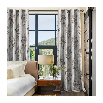 Blackout Flower Print Microfiber Room Curtains - American Countryside Style
