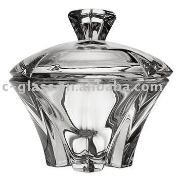 clear round glass candy jar
