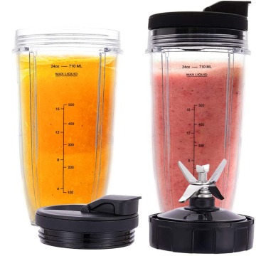 7 Fins Bottom Extractor Blades and 24OZ Cups with Sip & Seal Lids Replacement Part for Ninja Blender, Compatible with Auto iQ Series