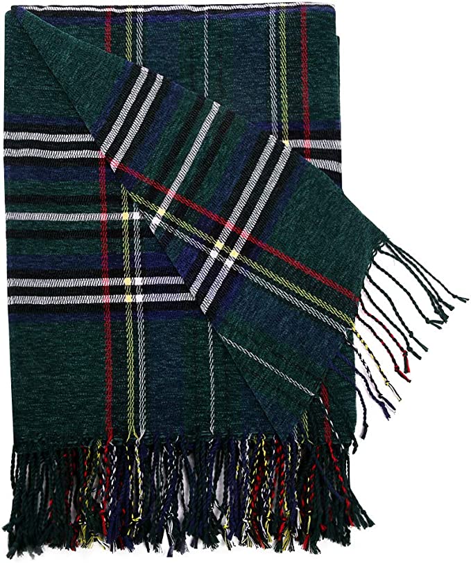 Plaid Polyester Throw Blanket Soft Cozy Woven Blanket