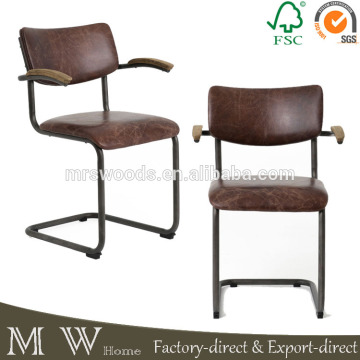 vintage industrial loft top grain leather dining chair, industrial leather dining chair