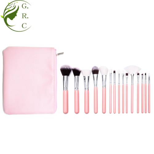 Pink Round Cosmetics Makeup Bruhes Set