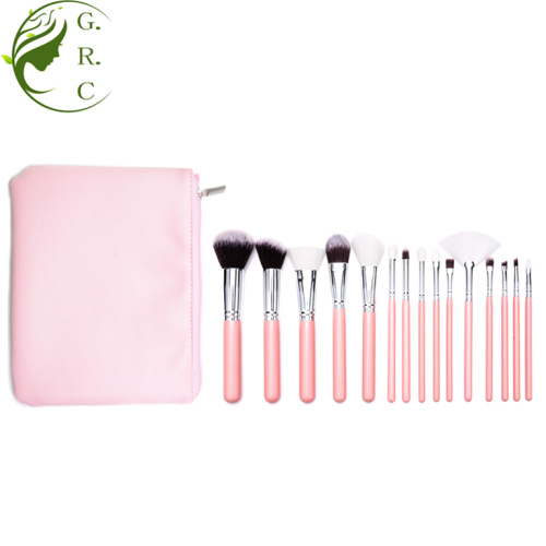 Pink Round Cosmetics Make -up Bruhes Set