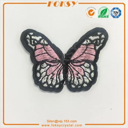 Blue butterfly hotfix embroidery patch