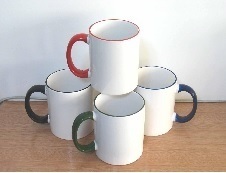 11oz Sublimation Rim & Handle Colored Mug Used to Transfer Individual Design