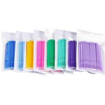 Hisopos de maquillaje de algodón desechables de 100 piezas/bolsas - Hisopos coloridos de extensión de micro pestañas