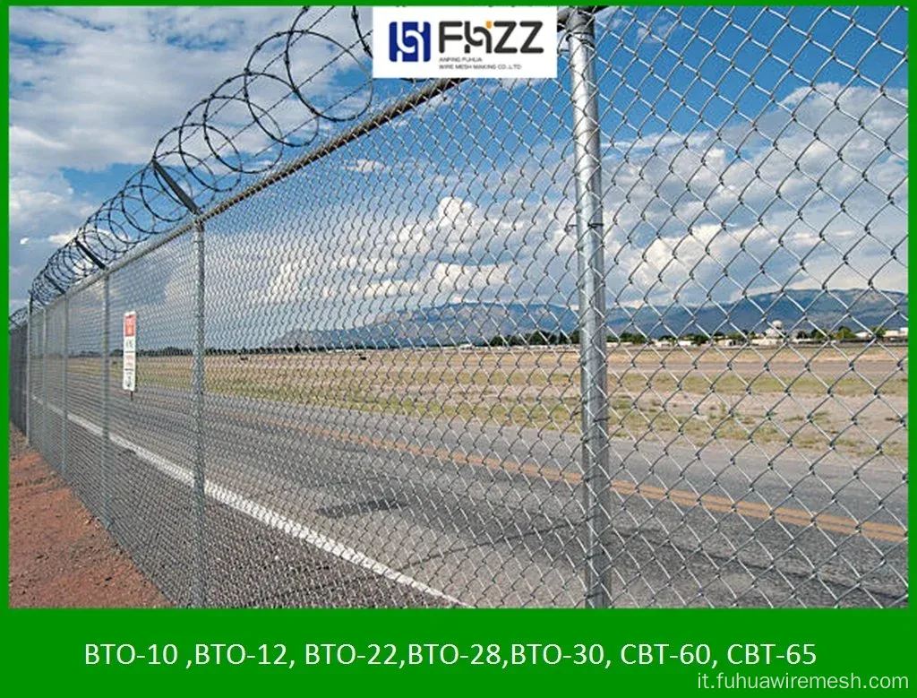 Bobine di sicurezza dell'aeroporto concertina Razor spinato nastro