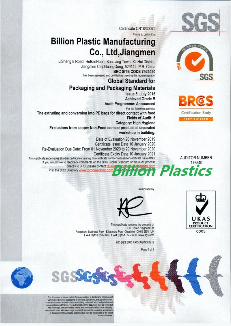 Reclosable Poly Bags Ice Flat Bottom Plastic Barrier Bags for Sale