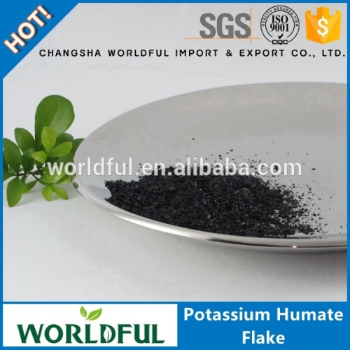 Worldful Humate Sell Agrochemicals And Fertilizers 60-75% Potassium Humate Shiny Flake Humic Acid From