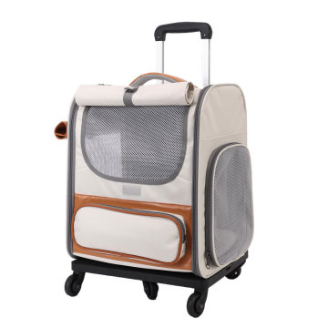 Large Capacity Two-Cat Foldable Nylon Backpack Pet Trolley Bag