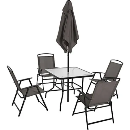 Sleek Garden Dining Table and Chairs With Umbrella