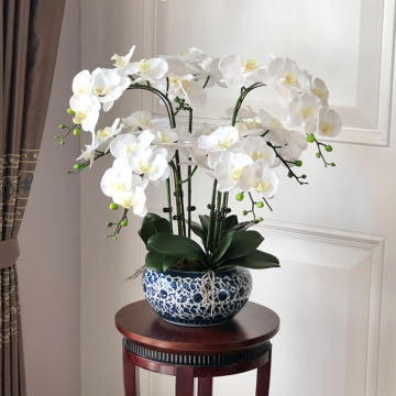 Big Artificial Orchids PU Real Touch Hand Set Artificial Glass Large Artificial Flower Arrangement No Vase Home Decoration