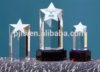 crystal star head award K9 crystal trophy cheap glass blank trophy