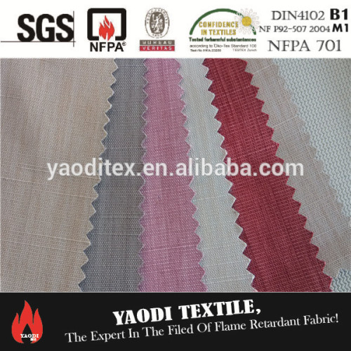 Cheap 100% polyester inherent flame retardant slubbed dubai curtain fabric