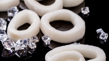 Frozen Giant Squid Rings Peeled off Skin