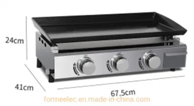 2 Burners Countertop Gas Grill 2 Control Gas Fried Griddle Desktop Enamel Grille Gas Griddles