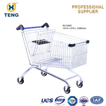 Europe Style 180L Supermarket shopping cart trolley foldable shopping trolley wheel