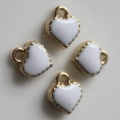 Enamel Heart Pendants Zinc Alloy Metallic Charms DIY Craft Handmade Jewelry Necklace Ornament