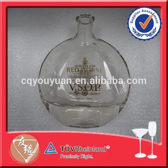 High Quality Glass XO/Brandy Bottle Manufacturer 700ML Crystal Glass Brandy Flat Bottle