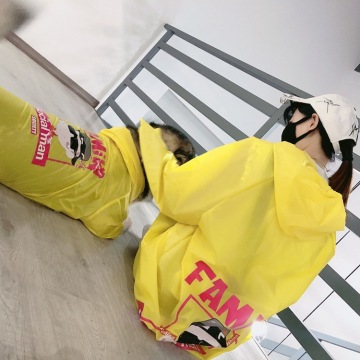Yellow Hooded Pet Raincoat Poncho for Small to X-Large Dogs and Puppies - Travel Polyester