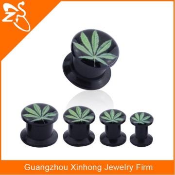 Accrylic ear expander tunnel with marijuana ear flesh tunnel unisex ear accessories