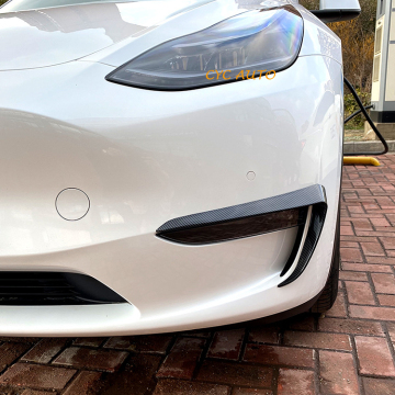 Kit bendera bumper depan plastik abs hitam berkilat untuk model Tesla Y 2021-2023