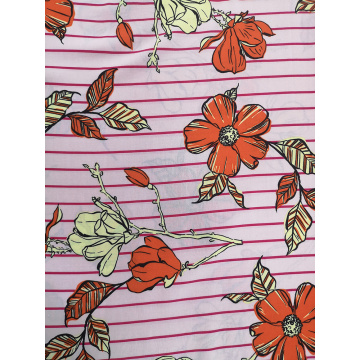 Stripe Flower Rayon Challis 30S Air-jet Printing Fabric