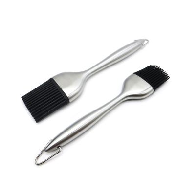 8 Inch Black Silicone Oil Brush with Stainless Steel Handle for Grill Cooking and Baking