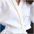 Custom Hotel Waffle Bathrobe with Piping for Adults