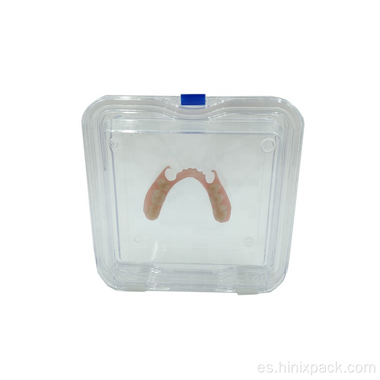 Película elástica de 13x13x5cm Caja de dentadura postiza transparente con membrana