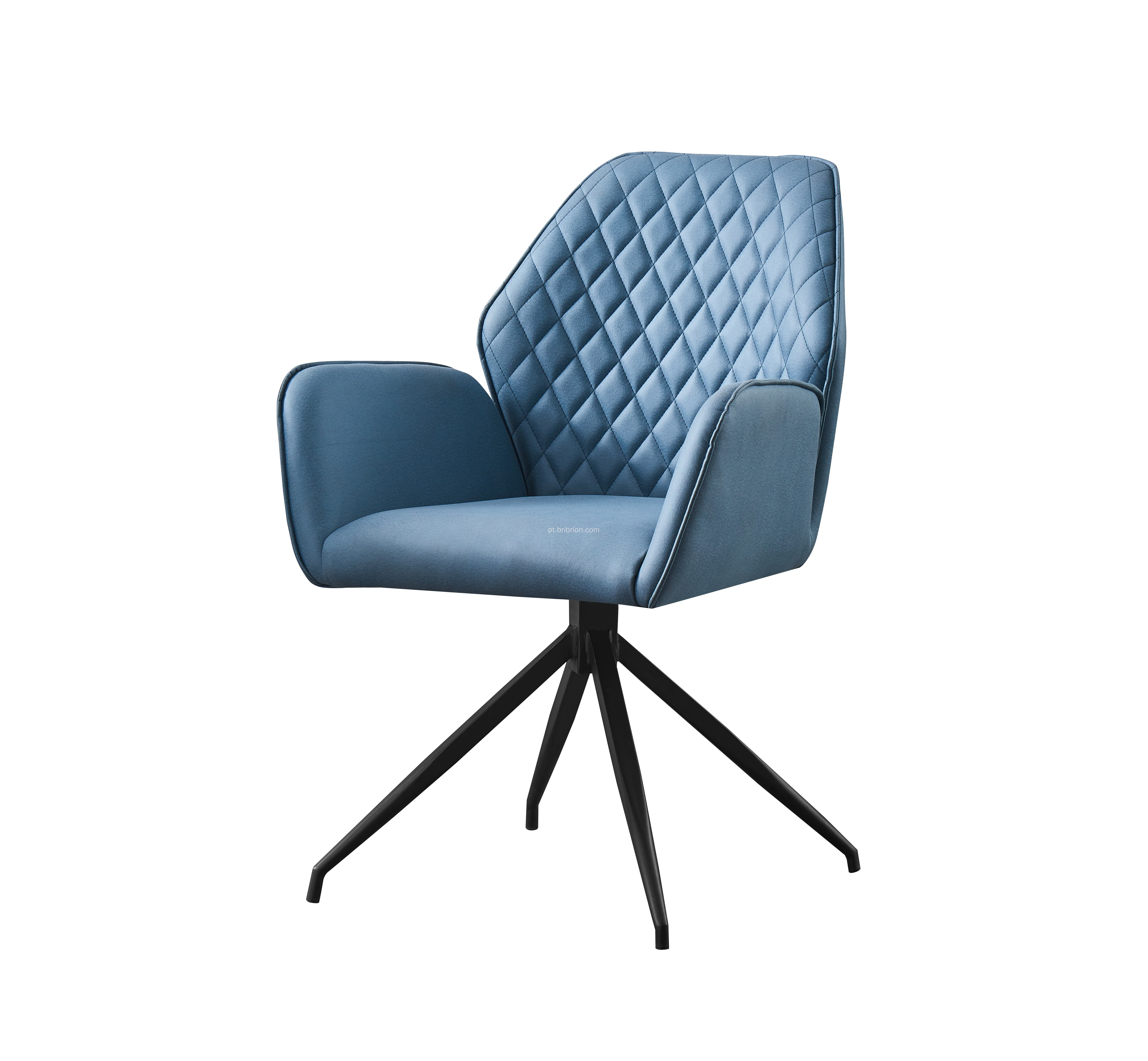 Cadeira de escritório giratória de PU azul acolchoada com diamante