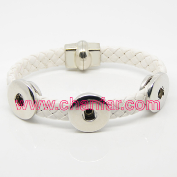 Hot sale 3 snap buttons wrapped leather bracelet jewelry for woman