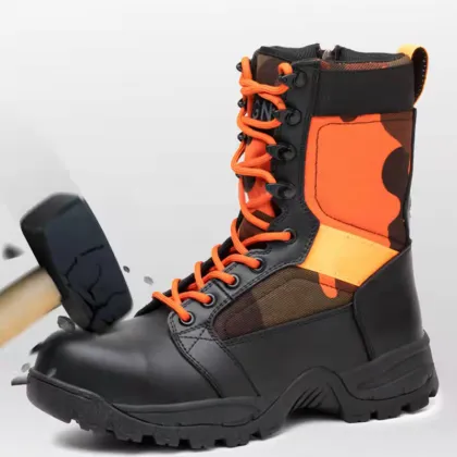 928 Heavy Industry Cow Leather Safety Shoes Steel Toe Fire Shoes Men Fire Jungle Safety Shoes