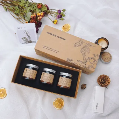 LuxuryPackaging Dried Botanicals Match Flameless Cube Candle Aroma Diffuser Scented Candle Gift Set
